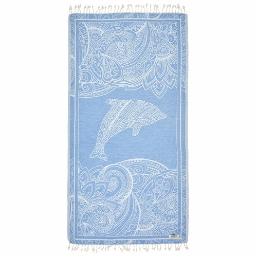 Magic Dolphin Turkish Peshtemal Towel – Quick-Dry, Sand-Free | 100% Cotton