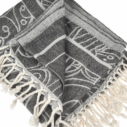 Detail view of Magic Dolphin Turkish Peshtemal Towel made from 100% cotton