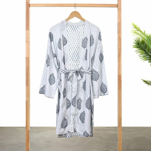 Hand Block Print Cotton Kimono Robe relaxed kimono fit