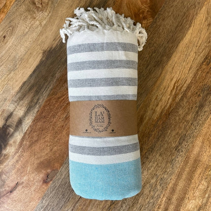 Blaue Ephesus Türkischer Peshtemal Handtuch aus 100 % Baumwolle, schnell trocknend und sandfrei, von BeachAndSteam