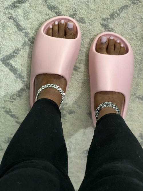 Damen Plattform Slides von BeachAndSteam in Pink mit rutschfester, gepolsterter Sohle, ideal für bequemen Strand- oder Pool-Fußkomfort.